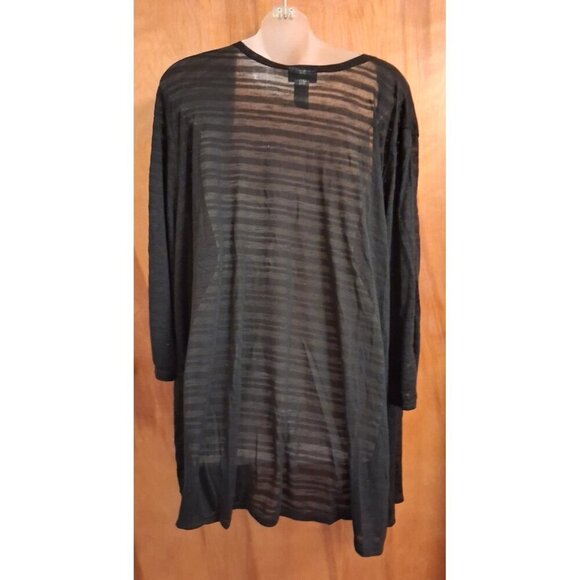 Catherines Womens Black Knit Cardigan Open Front Short Sleeve Black Top Size 3X - Picture 3 of 4